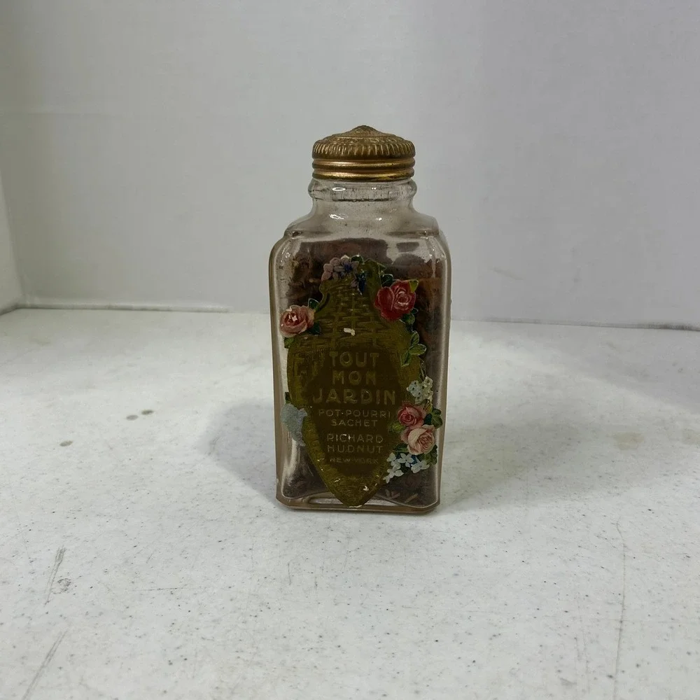 Vintage Richard Hudnut Tout Mon Jardin Potpourri Sachet Glass Bottle Floral